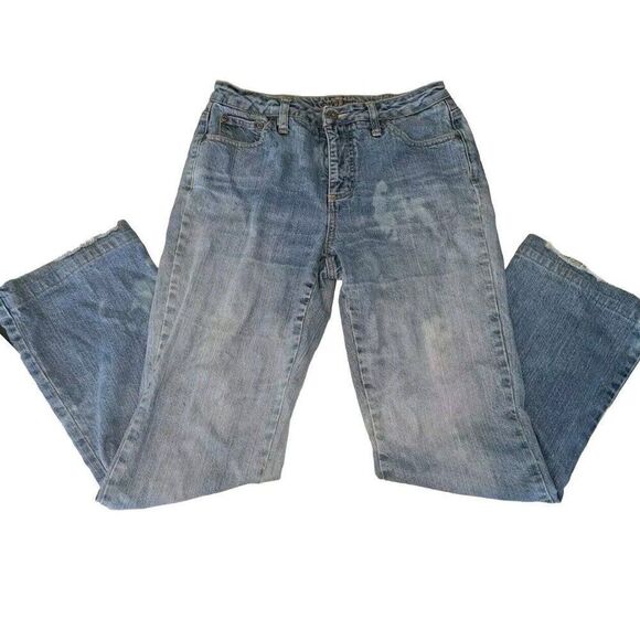 St. Johns Bay Womens Size 6 Blue Bootcut Jeans 27x30 Secretly Slender Distressed - Picture 1 of 6